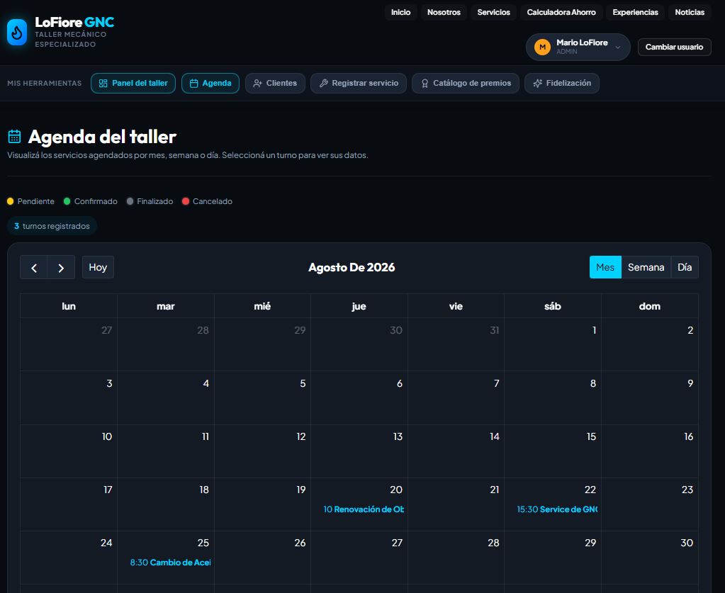 Agenda de turnos del taller